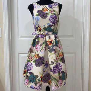 Gabby Skye Belted Floral Print Dress(Size 8)